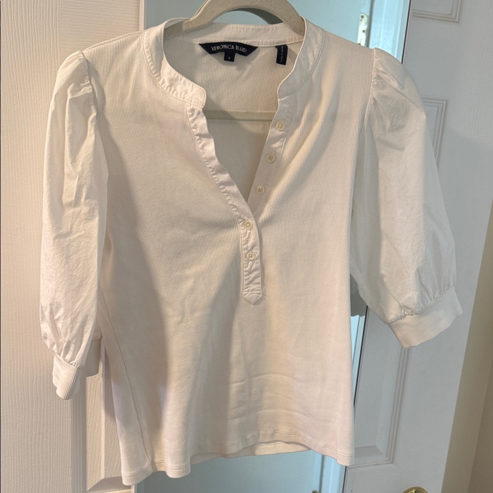 Veronica Beard Ivory Button-Down Blouse